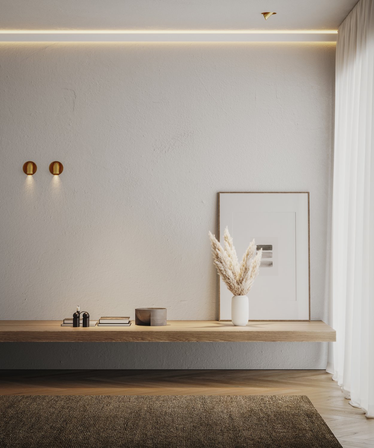 Corner lighting in living room