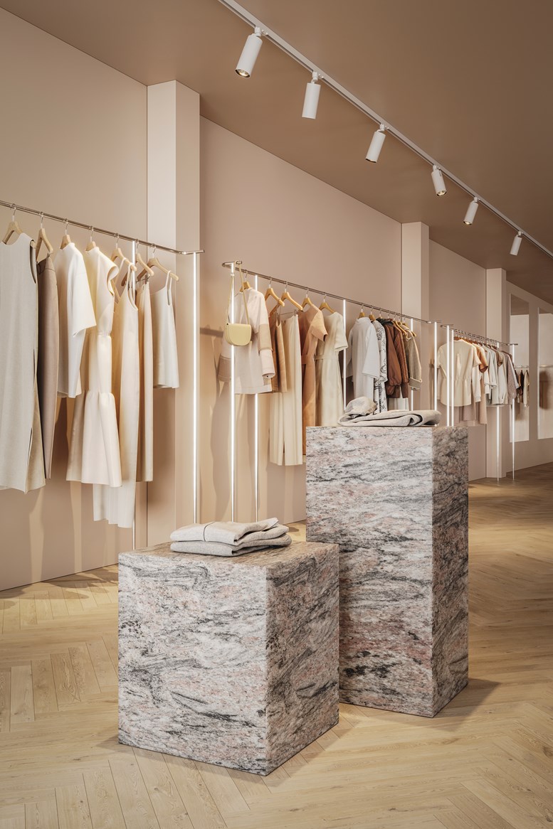 Modern retail lighting in a clothing boutique