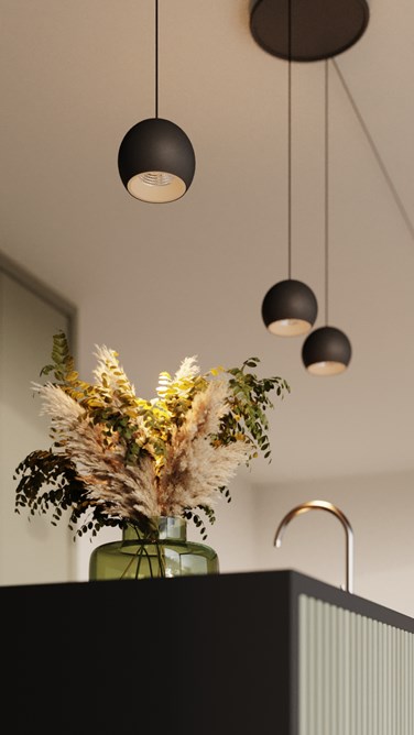 Pendant lighting in kitchen