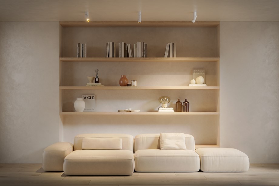 White orientable downlighter in living room