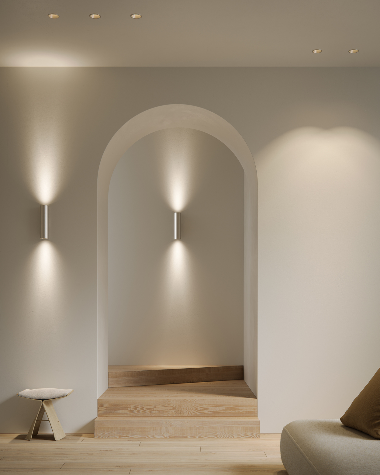 Nude wall up down lighting silver bronze brushed anodised