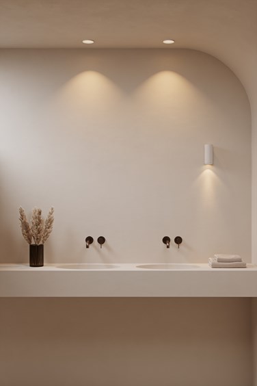 Wall and ceiling spot light in bathroom