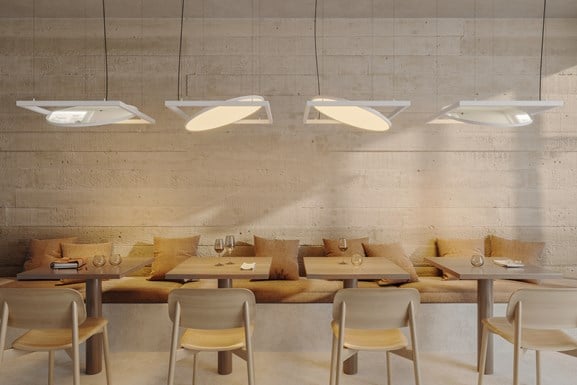Suspended lighting in hospitality