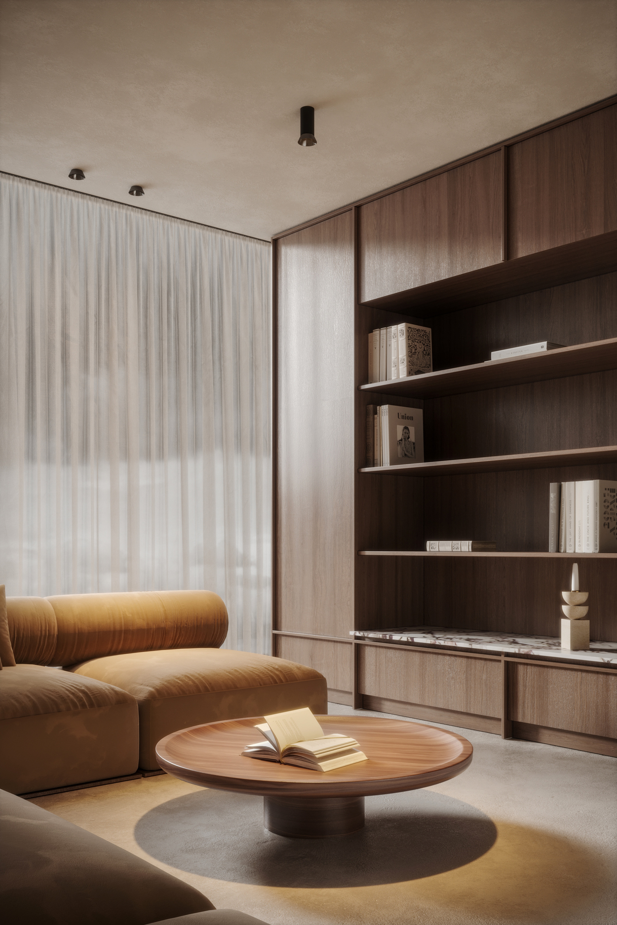 Tetrix Tube Surface Black Matt in a living room of a residential project