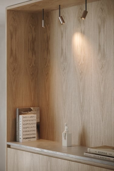Lighting in wooden cabinet