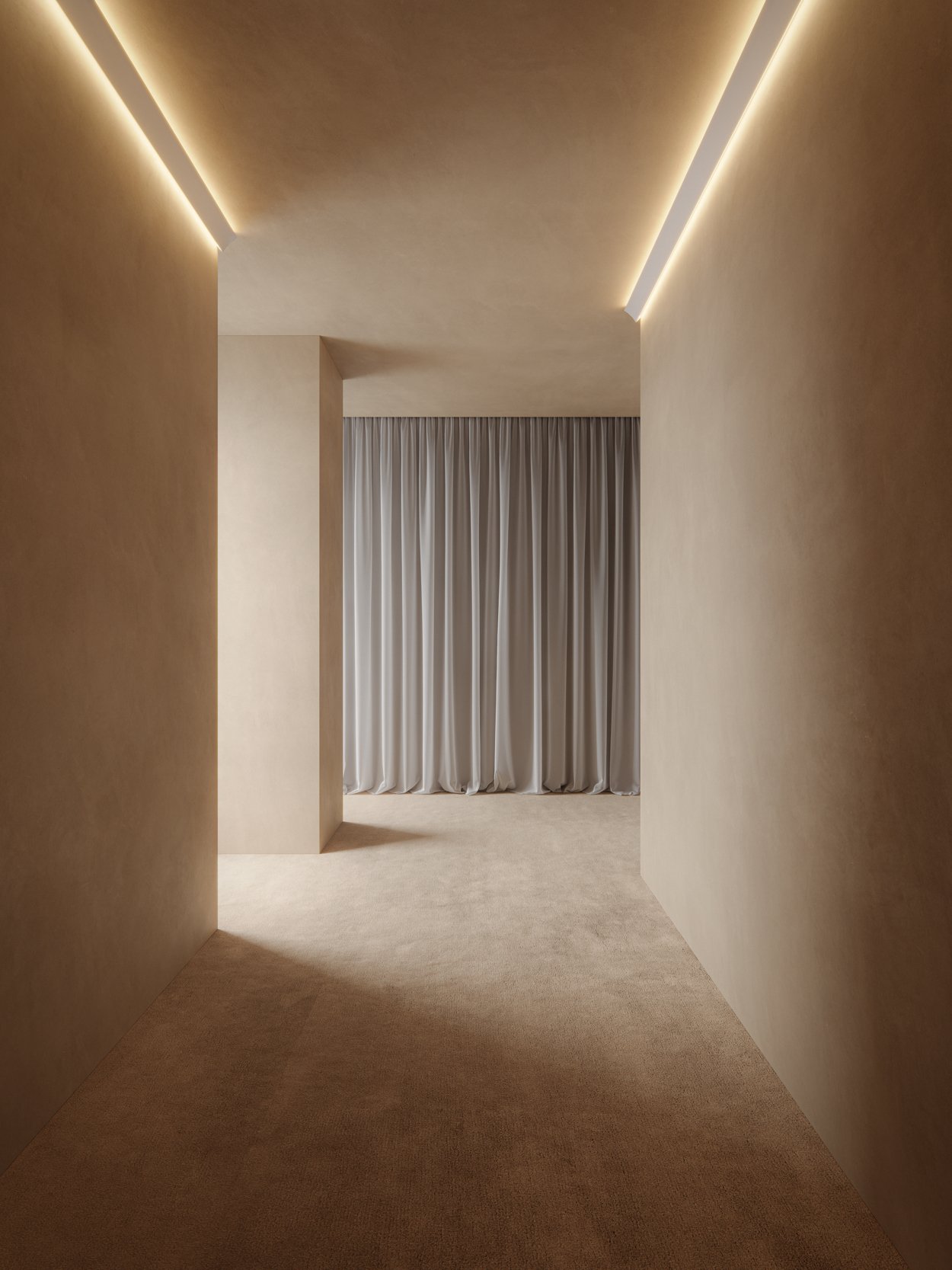 Corner lighting in hallway