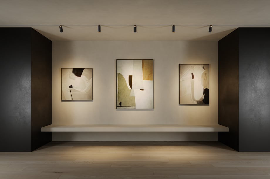 Pista Track 48v Recessed with Kogel Track 48V in Black Structure in art gallery