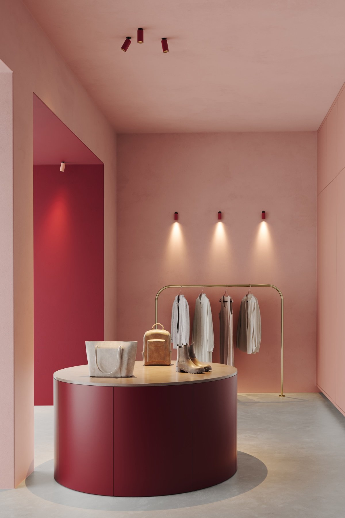 Wall and ceiling lighting in colourful shop