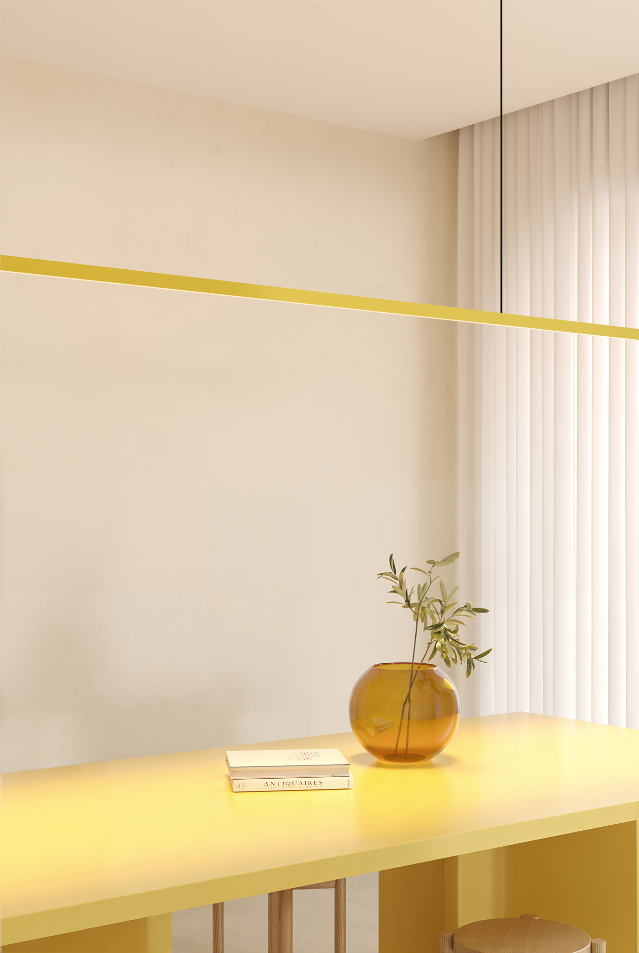 Colourful suspended linear lighting