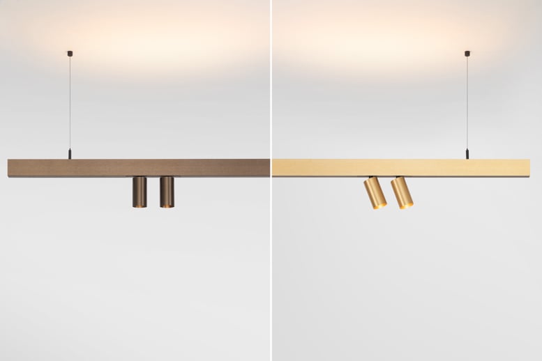 Brushed anodised Champagne and bronze coloured Pista track lighting