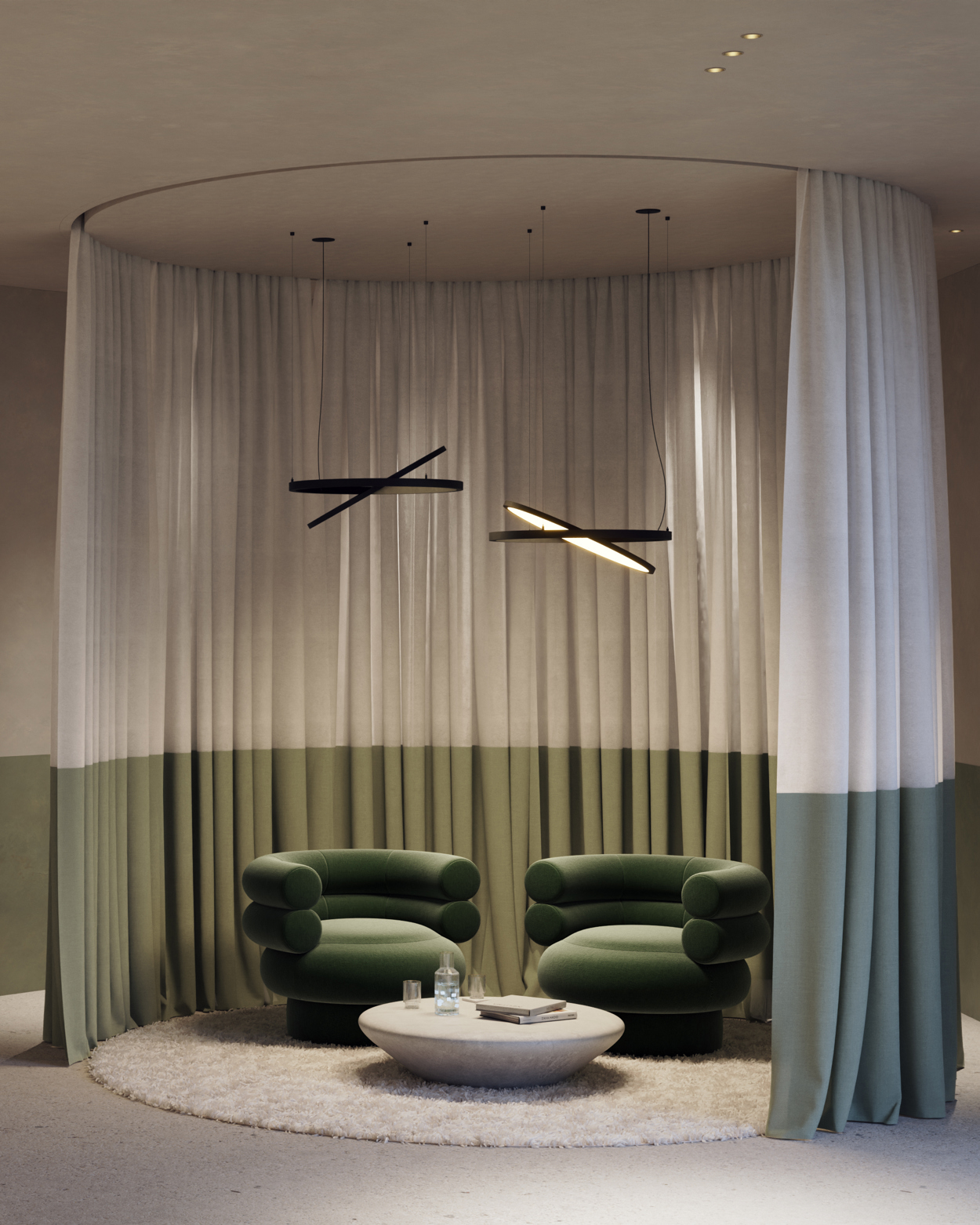 Armchairs at reception lighting