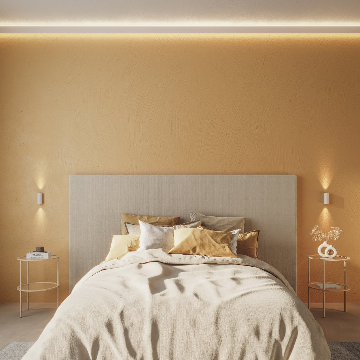 Corner lighting in bedroom
