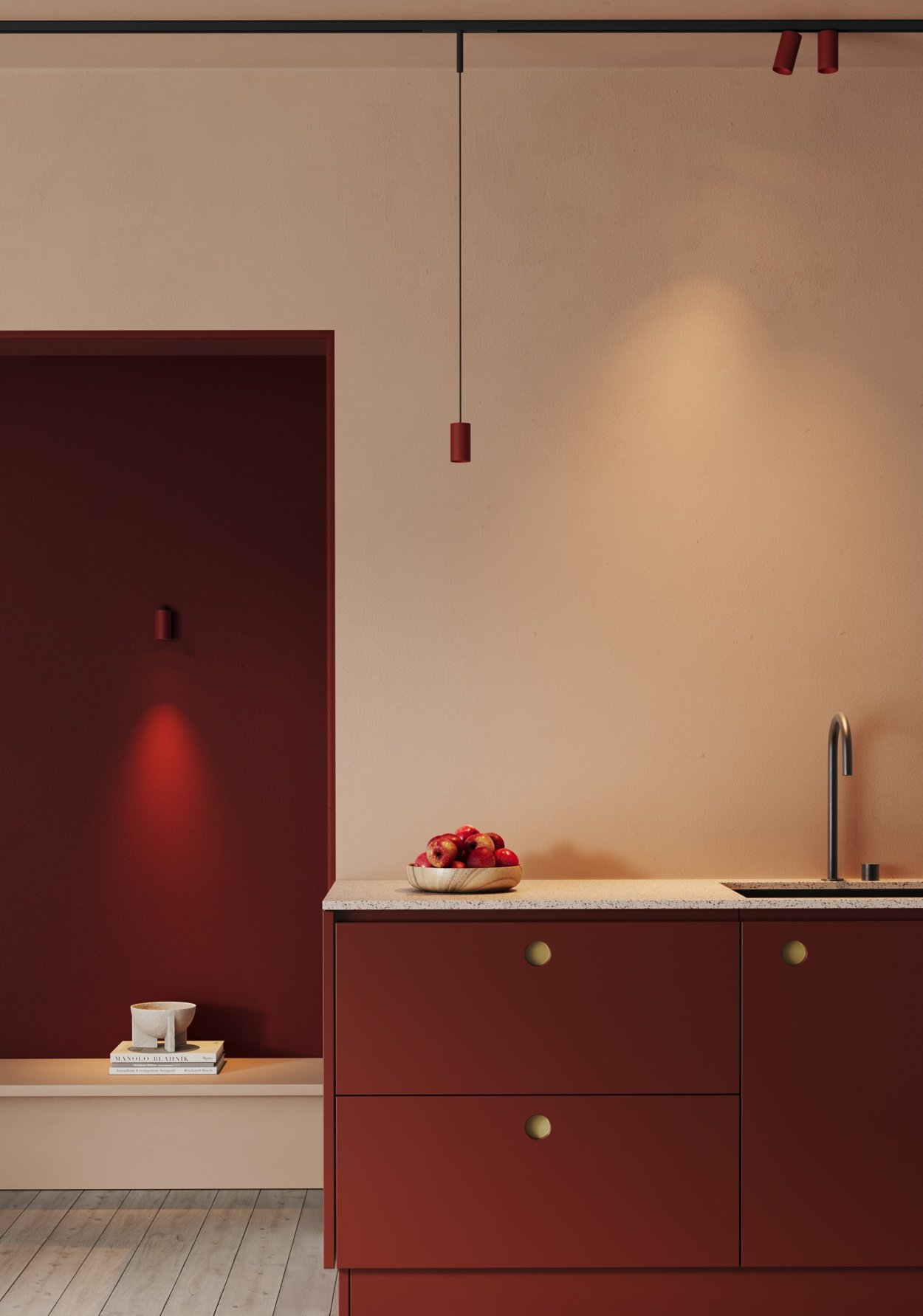 Custom colour lighting in kitchen