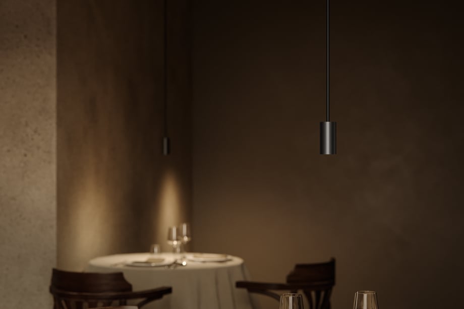 Modupoint Stick Black Structure with Minude Jack Adjustable Black Brushed Anodised in bedroom