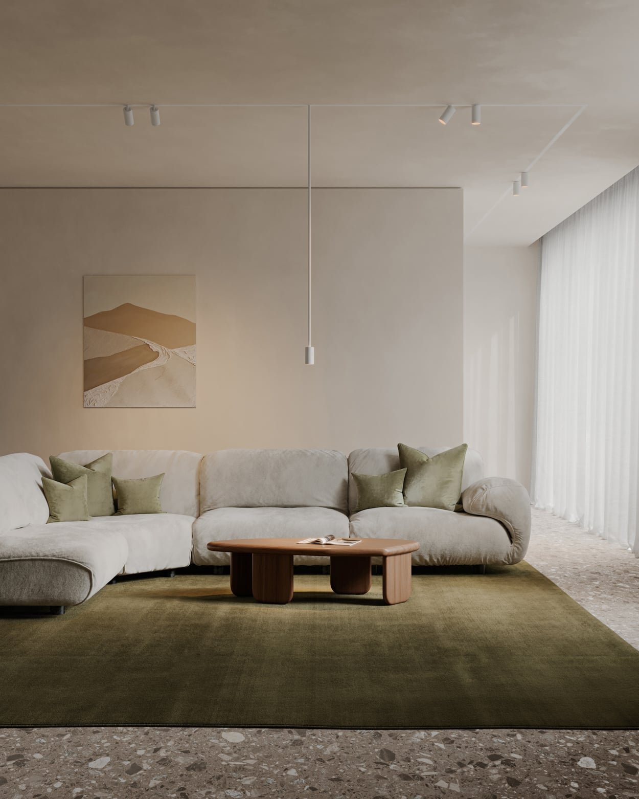 Pista Track 48V Recessed Trimless with Modupoint track in living room