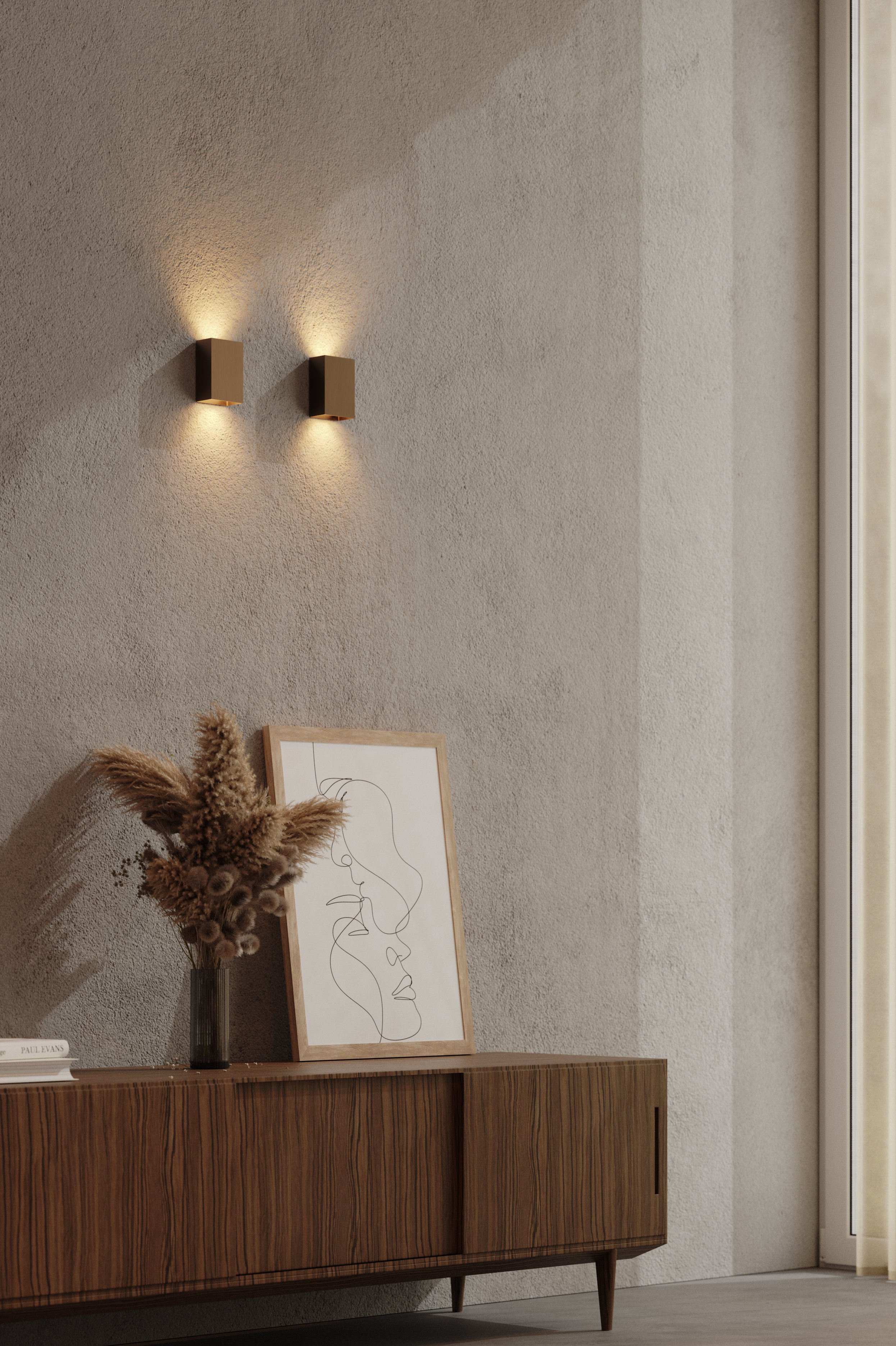 Sulfer wall luminaire square in bronze brushed anodised