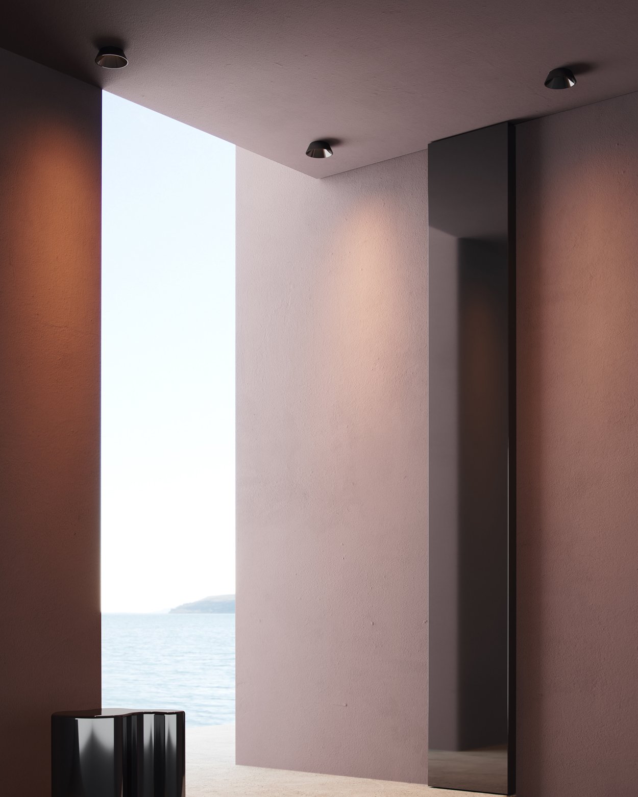 Tetrix Frame Recessed Trimless black chrome in hotel in Cannes, France