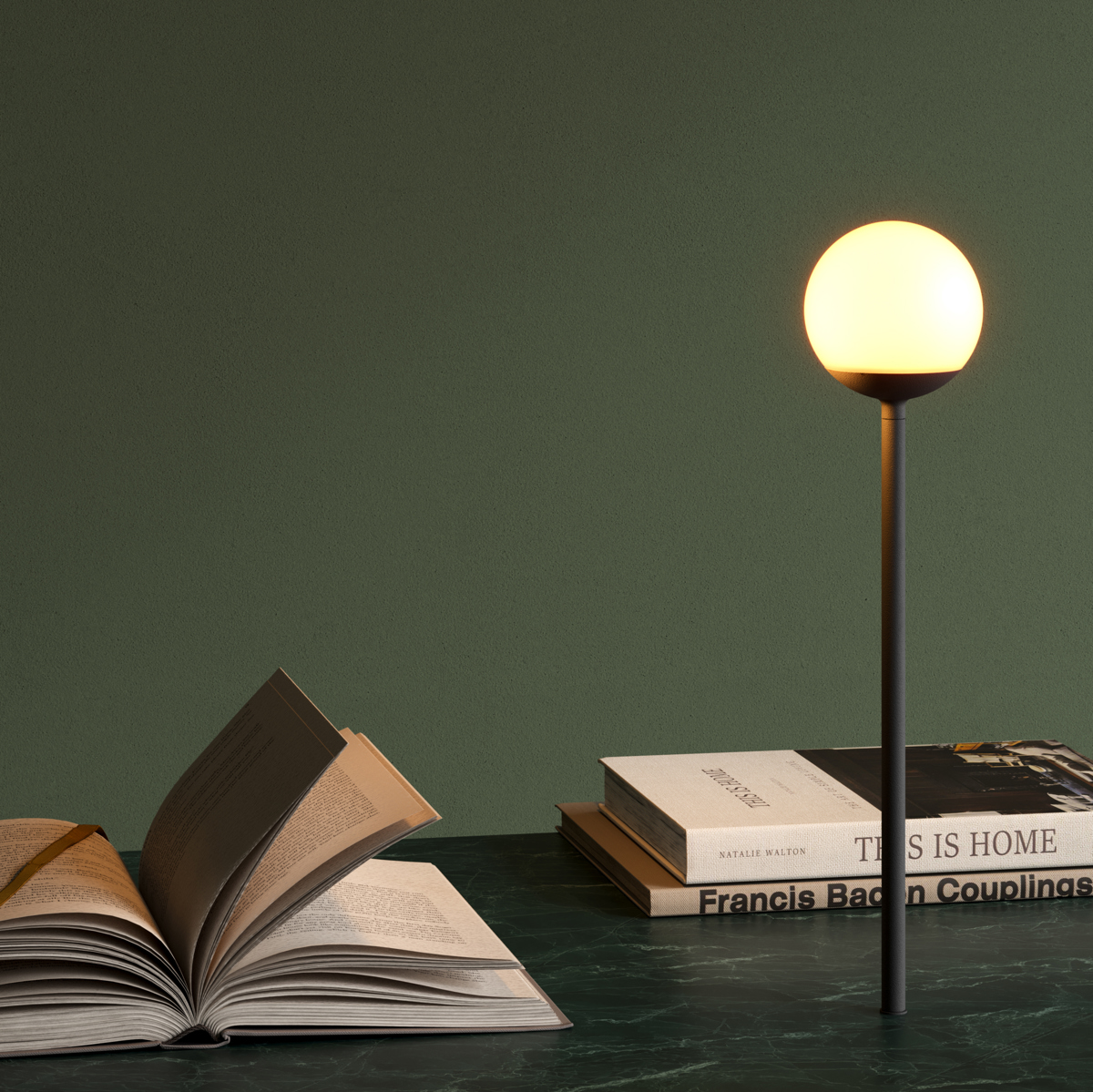 Modupoint Round Recessed panel mount stick Gamin Jack Black structure in residential setting for reading corner on desk