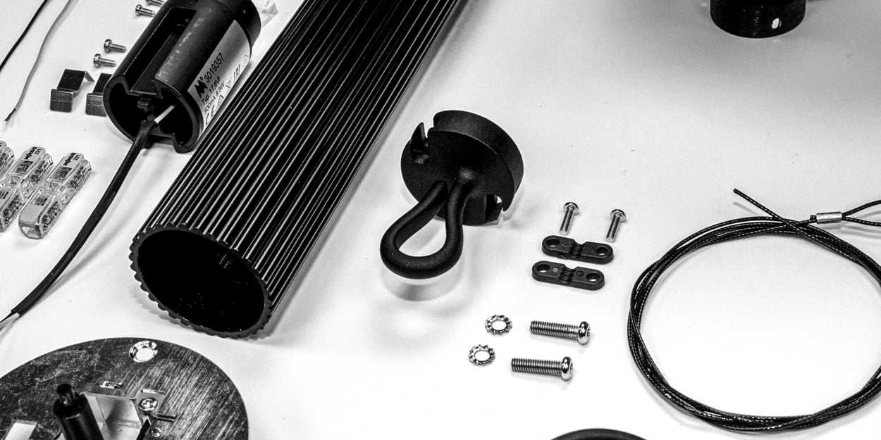 engineering components layout of extruded pendant luminaire