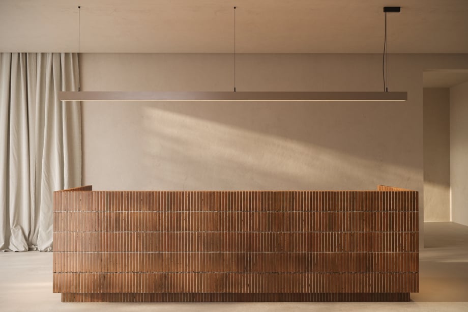 SLD50 Suspended Silver Bronze Brushed Anodised in hospitality setting