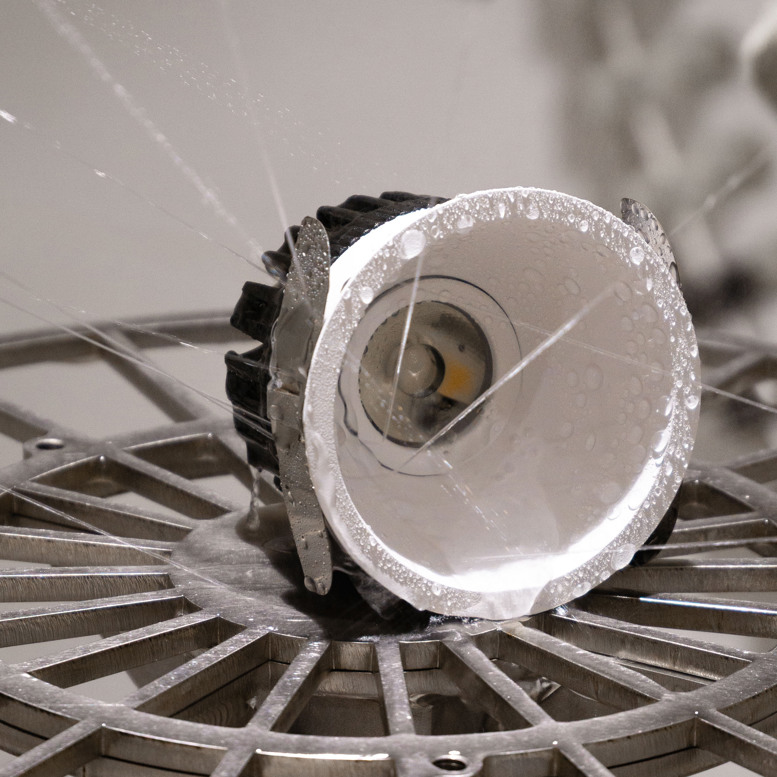 Close up of the Klevr fixture getting an IP-value test