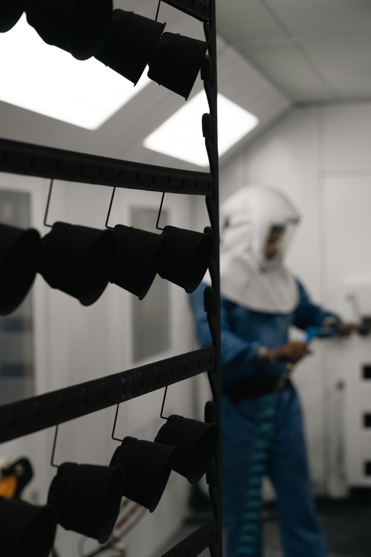 Thimble in Black Structure powder paint drying process