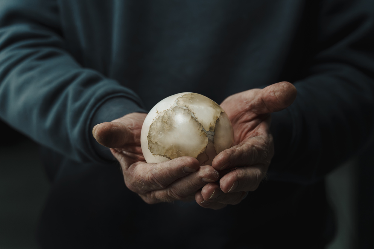 Alabaster sphere final result in hands