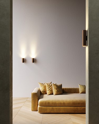 Moderne wandcilinderverlichting in een woonkamer