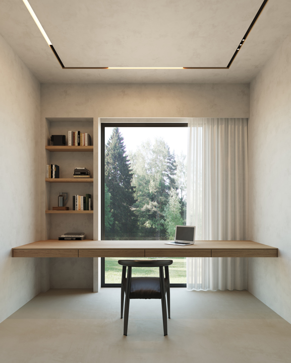 Recessed profile lighting in home office