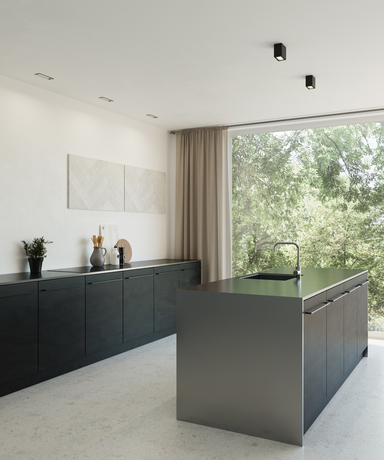 Qbini Surface Box installed above the kitchen of a private residence in Rotterdam, The Netherlands.