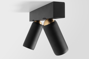 Modern ceiling surface light that can be adjustable with a golden accent