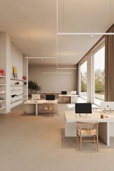 Modern track lighting in office