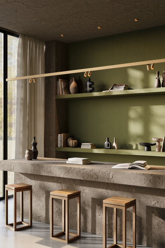 Suspended track lighting in retail environment
